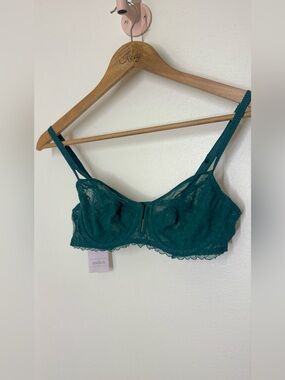 NWT Auden 36A Forest Green Lace Unlined Underwire Bra New With Tags Balconette